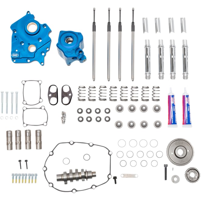 S&s cycle Cam Chest Kit with Plate - Gear Drive - Oil Cooled - 550 Cam - Chrome Pushrods - M8