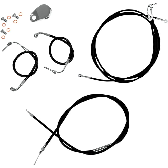 La choppers Handlebar Cable/Brake Line Kit - 12" - 14" Ape Hanger Handlebars - Black Vinyl La choppers Handlebar Cable/Brake Line Kit - 12" - 14" Ape Hanger Handlebars - Black Vinyl