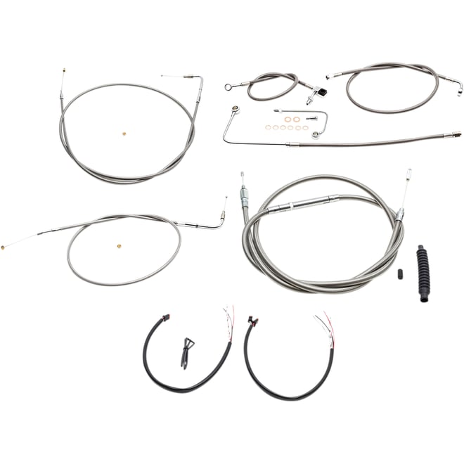 La choppers Handlebar Cable/Brake Line Kit - Complete - 12" - 14" Handlebars - Stainless La choppers Handlebar Cable/Brake Line Kit - Complete - 12" - 14" Handlebars - Stainless