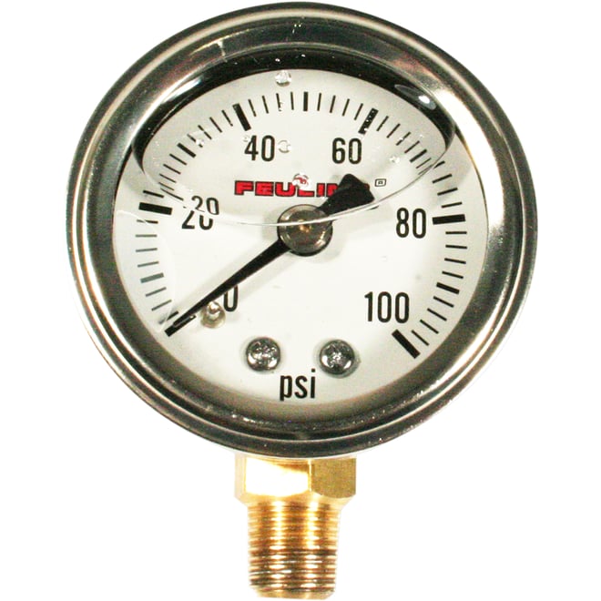 Feuling oil pump corp. Oil Pressure Gauge - 1.5" Dial - Bottom Port - White Face