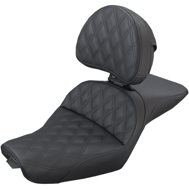 Saddlemen Explorer Seat - With Backrest - Lattice Stitched - Black - XL '04-'20