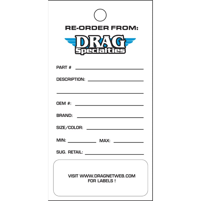 Drag specialties Inventory Re-Order Tags Drag specialties Inventory Re-Order Tags