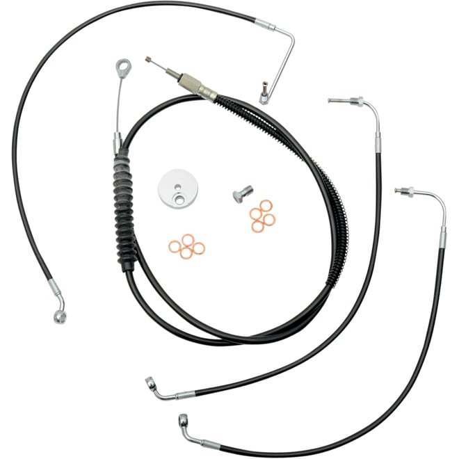 La choppers Handlebar Cable/Brake Line Kit - 15" - 17" Ape Hanger Handlebars - Black Vinyl La choppers Handlebar Cable/Brake Line Kit - 15" - 17" Ape Hanger Handlebars - Black Vinyl