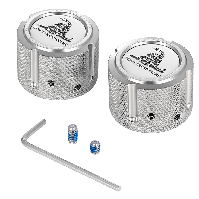 Figurati designs Axle Nut Cover - Front - Stainless Steel - Don't Tread On Me - Silver