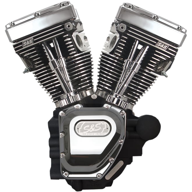 S&s cycle T124 Long Block Engine - Wrinkle Black and Chrome - FXD | FXDWG