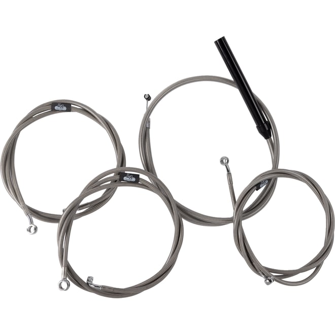 La choppers Handlebar Cable/Brake Line Kit - Complete - 12" - 14" Handlebars - Stainless