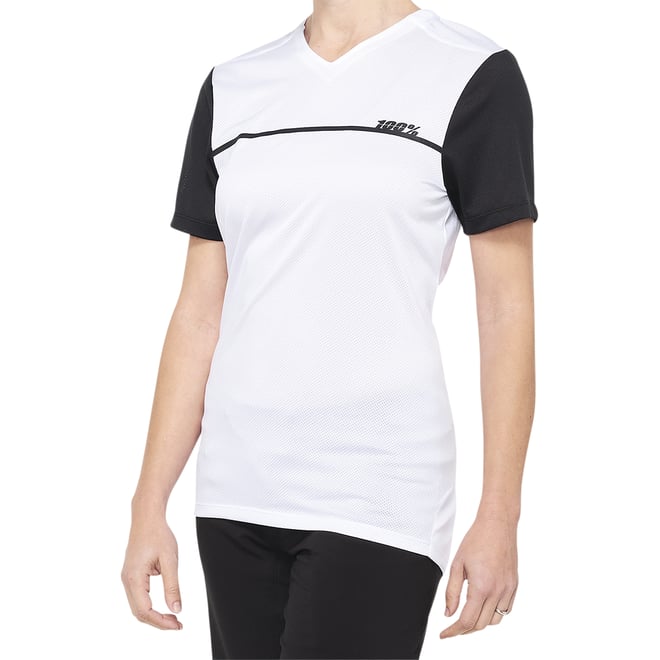 100% Women's Ridecamp Jersey Short Sleeve White/Black 