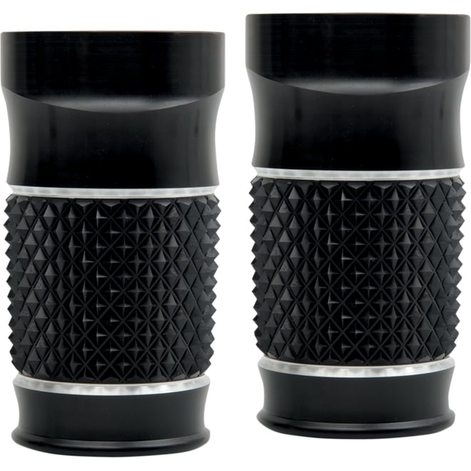 Eddie trotta designs Fork Slider Covers - Cross-Cut Black Anodized