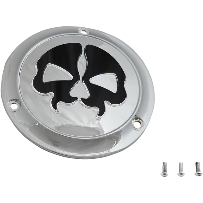 Drag specialties Split Skull Derby Cover - Chrome - 3-Hole