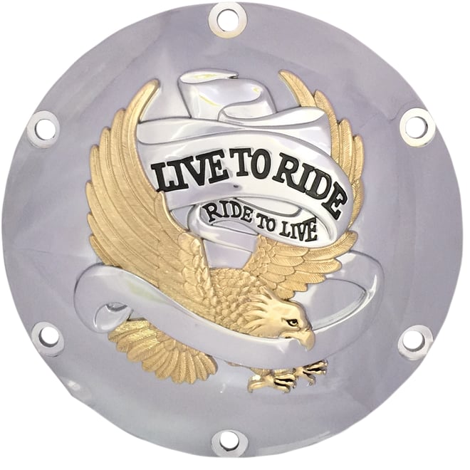Drag specialties Live to Ride Derby Cover - 6-Hole - Gold