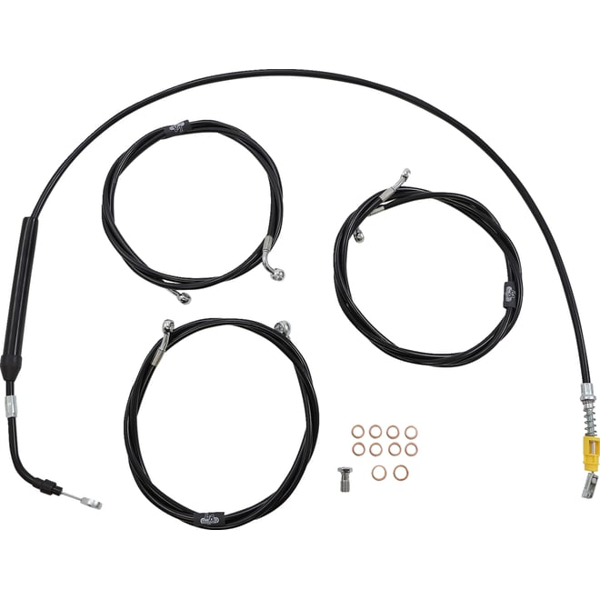 La choppers Handlebar Cable/Brake Line Kit - 12" - 14" Ape Hanger Handlebars - Black Vinyl La choppers Handlebar Cable/Brake Line Kit - 12" - 14" Ape Hanger Handlebars - Black Vinyl