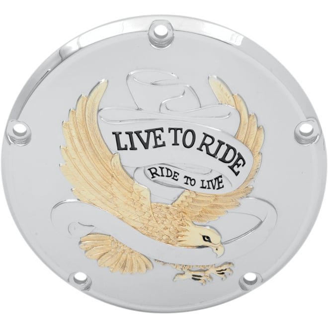 Drag specialties Live to Ride Derby Cover - 5-Hole - Gold