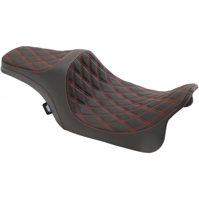 Drag specialties Predator III Seat - Double Diamond - Red Stitched - FL '08-'23
