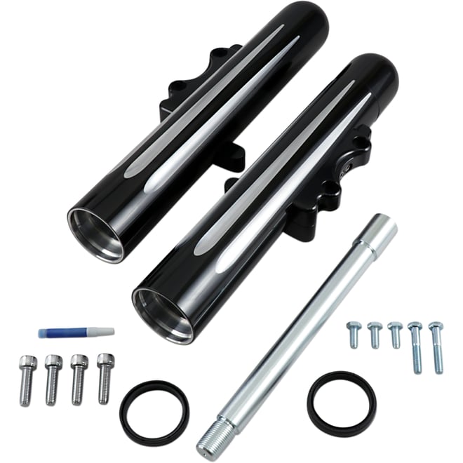 Arlen ness Fork Legs - Black Anodized - Deep Cut - Dual Disc