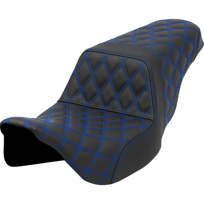 Saddlemen Step-Up Seat - Lattice Stitch - Blue Stitch - FLH/FLT '08-'23