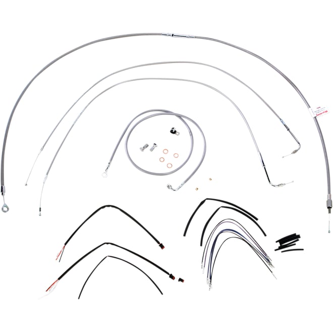 Burly brand Handlebar Cable/Brake Line Kit - Complete - 14" Ape Hanger Handlebars - Stainless Steel