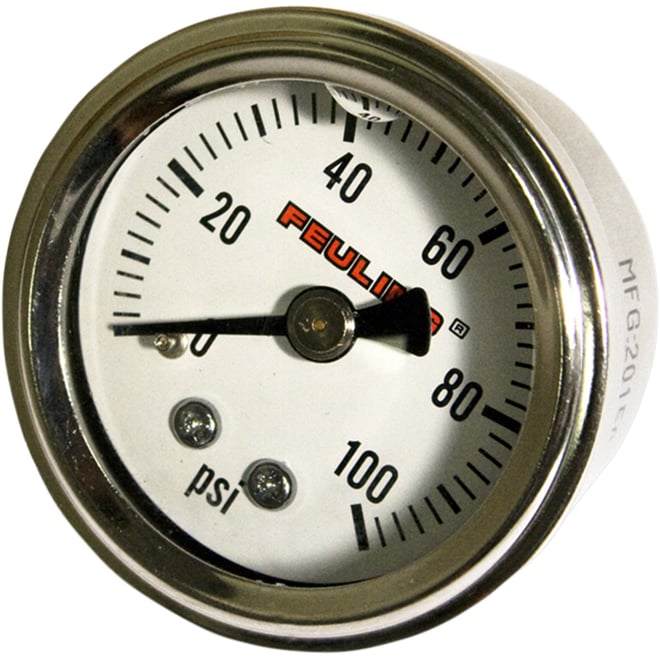 Feuling oil pump corp. Oil Pressure Gauge - 1.5" Dial - Back Port - White Face