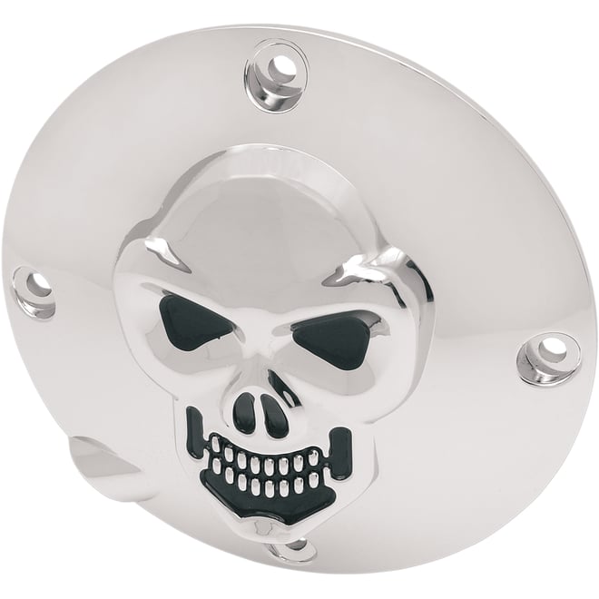 Drag specialties Skull Derby Cover - Chrome - 4-Hole
