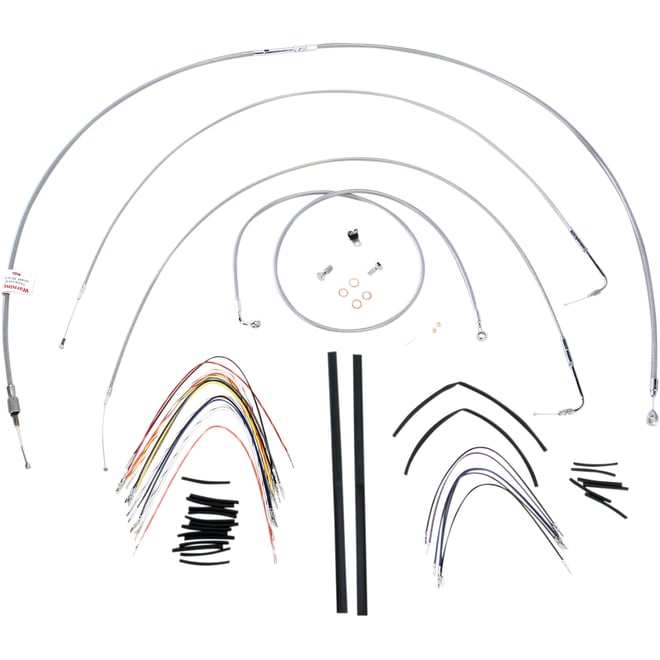 Burly brand Handlebar Cable/Brake Line Kit - Complete - 18" Ape Hanger Handlebars - Stainless Steel