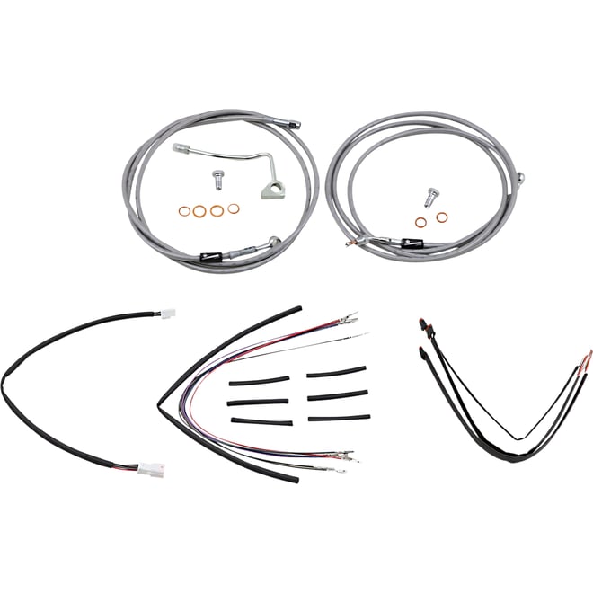 Burly brand Handlebar Cable/Brake Line Kit - Complete - 18" Ape Hanger Handlebars - Stainless Steel