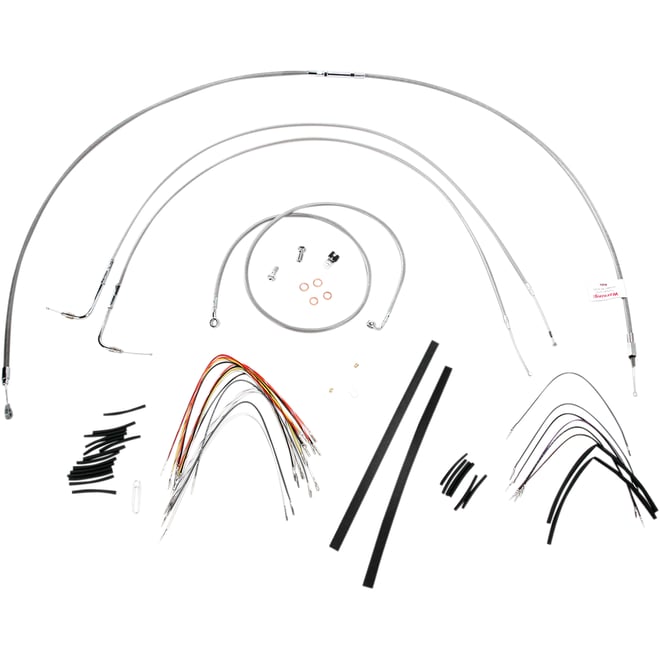 Burly brand Handlebar Cable/Brake Line Kit - Complete - 16" Ape Hanger Handlebars - Stainless Steel