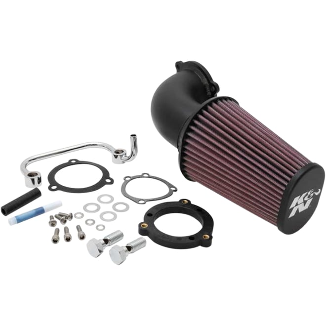 K & n Aircharger® Intake System with Mandrel-Bent Aluminum Intake Tube Kit - Black