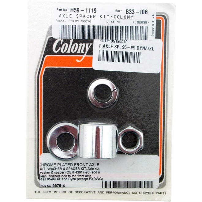 Colony Axle Spacer - Front - 95-99 Dyna/XL Colony Axle Spacer - Front - 95-99 Dyna/XL