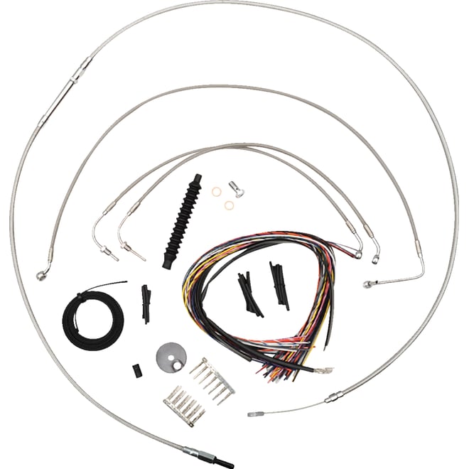 La choppers Handlebar Cable/Brake Line Kit - Quick Connect - Complete - 12" - 14" Handlebars - Stainless La choppers Handlebar Cable/Brake Line Kit - Quick Connect - Complete - 12" - 14" Handlebars - Stainless