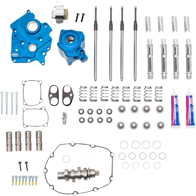 S&s cycle Cam Chest Kit with Plate - Chain Drive - Water Cooled - 540 Cam - Chrome Pushrods - M8
