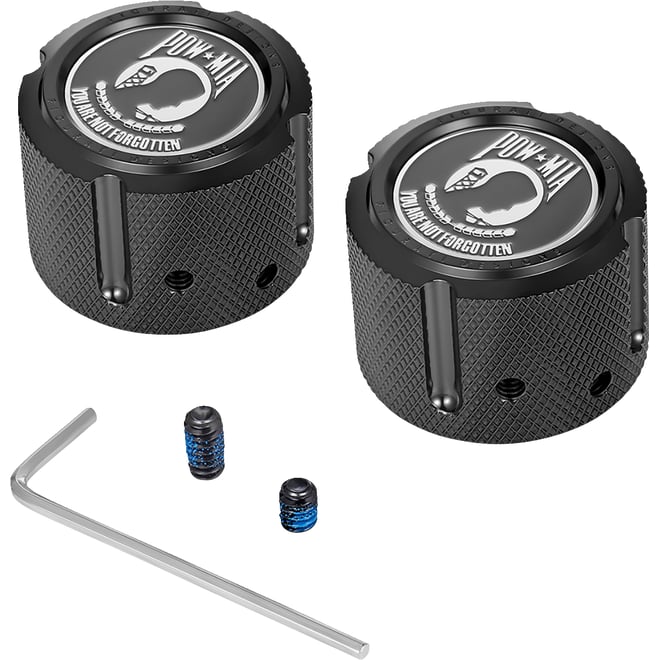 Figurati designs Axle Nut Cover - Front - Stainless Steel - POW MIA - Black