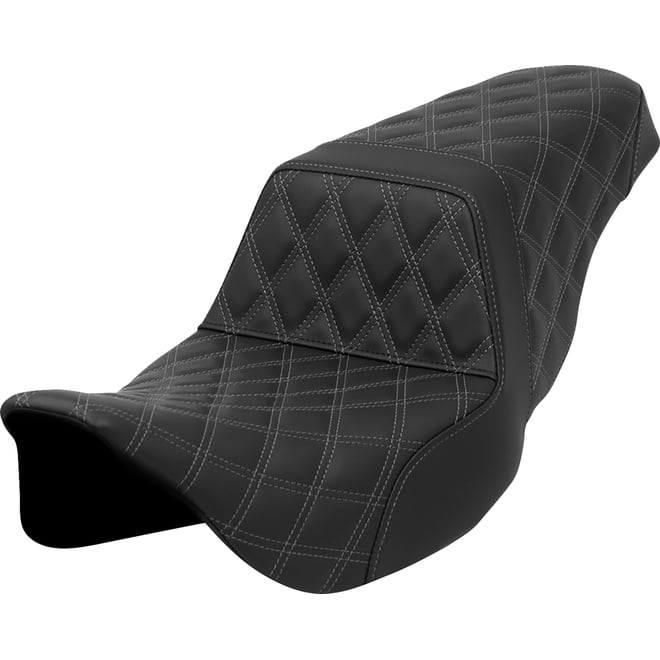 Saddlemen Step-Up Seat - Lattice Stitch - Gray Stitch - FLH/FLT '08-'23
