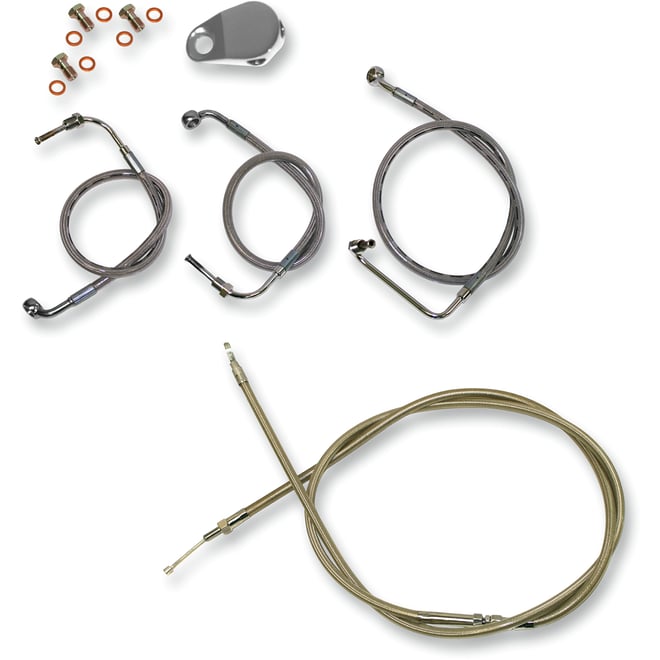 La choppers Handlebar Cable/Brake Line Kit - 18" - 20" Ape Hanger Handlebars - Stainless Steel La choppers Handlebar Cable/Brake Line Kit - 18" - 20" Ape Hanger Handlebars - Stainless Steel