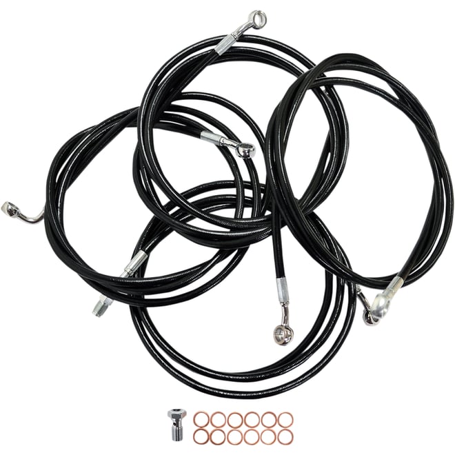 La choppers Handlebar Cable/Brake Line Kit - 15" - 17" Ape Hanger Handlebars - Black Vinyl La choppers Handlebar Cable/Brake Line Kit - 15" - 17" Ape Hanger Handlebars - Black Vinyl