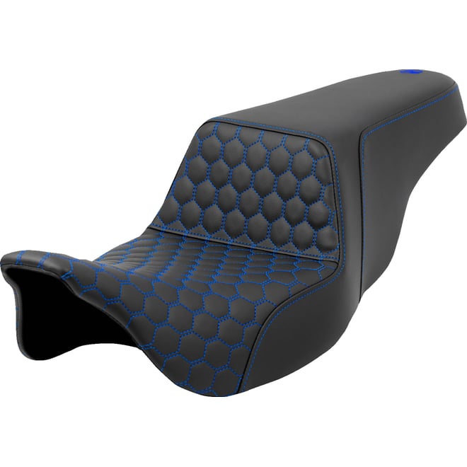 Saddlemen Step-Up Seat - Honeycomb - Blue Stitching - FL '08-'23