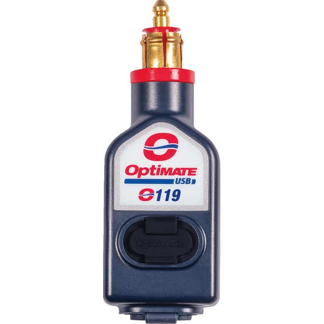 Tecmate Dual USB Charger - Optimate - 180° BIKE Plug/12V - In-Line Tecmate Dual USB Charger - Optimate - 180° BIKE Plug/12V - In-Line