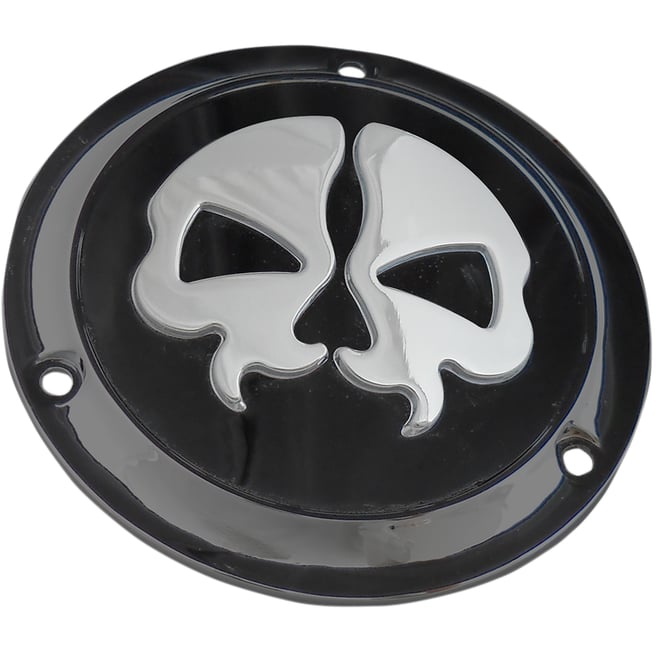 Drag specialties Split Skull Derby Cover - Black - 3-Hole