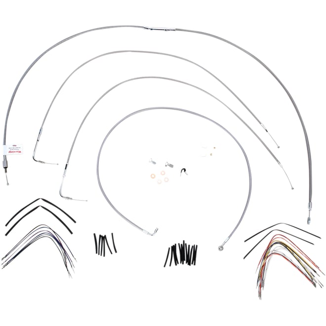 Burly brand Handlebar Cable/Brake Line Kit - Complete - 16" Ape Hanger Handlebars - Stainless Steel