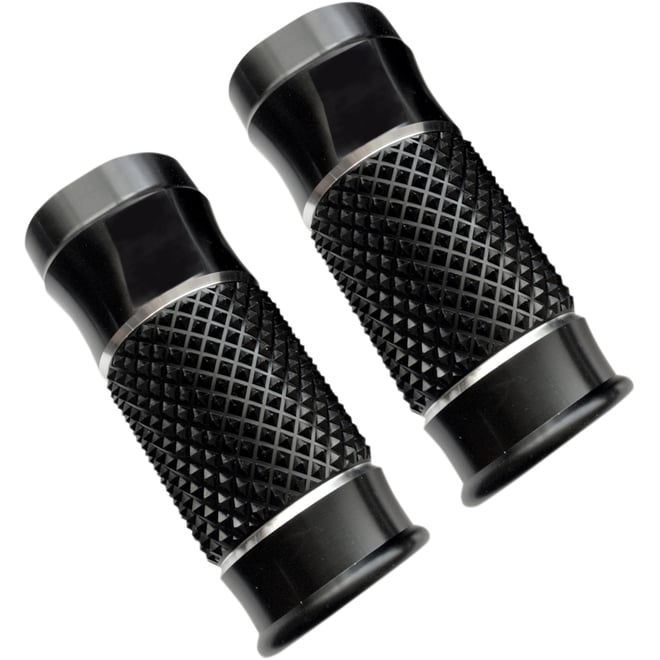 Eddie trotta designs Fork Slider Covers - Cross-Cut Black Anodized - Extended +2"