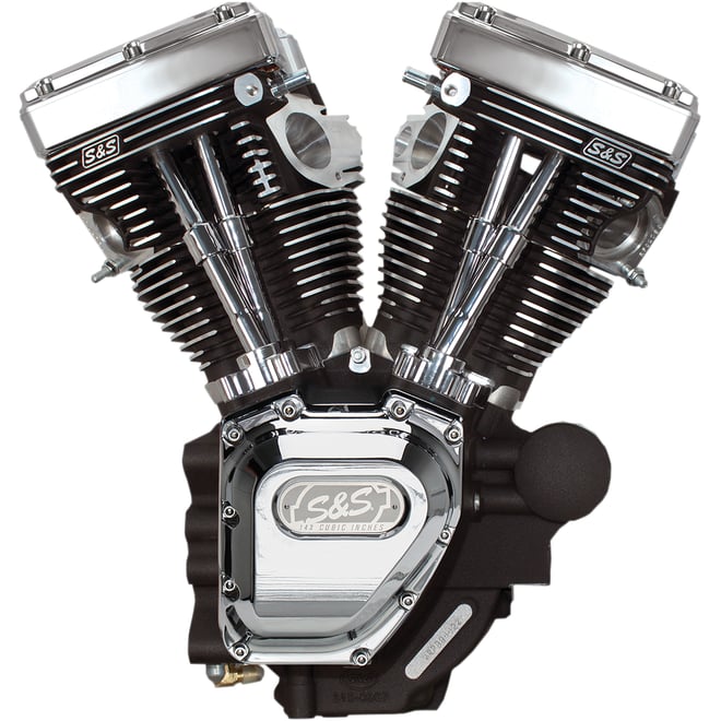 S&s cycle T143 Long Block Engine - Wrinkle Black and Chrome - Touring