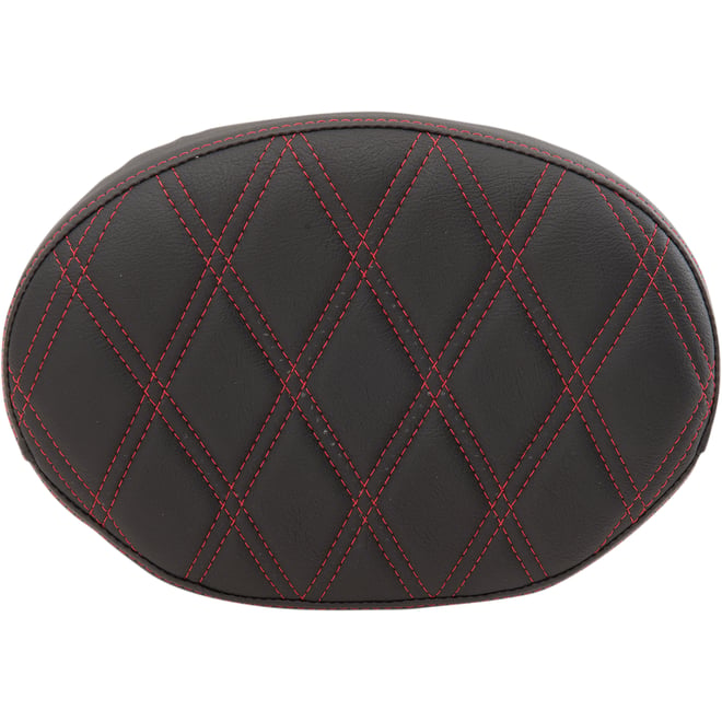 Drag specialties Oval Sissy Bar Pad - Double Diamond - Red Stitch - FL '99-'22
