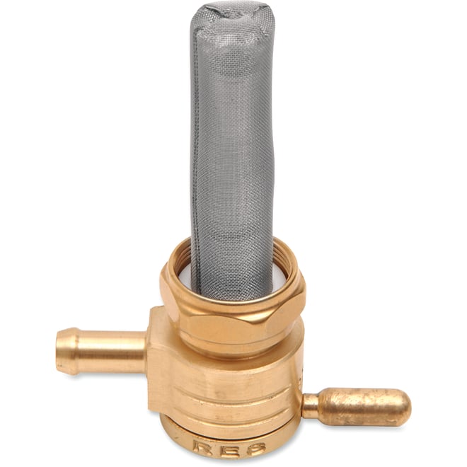 Golan products "Click-Slick" Fuel Petcock - Straight - Raw Brass - 22mm