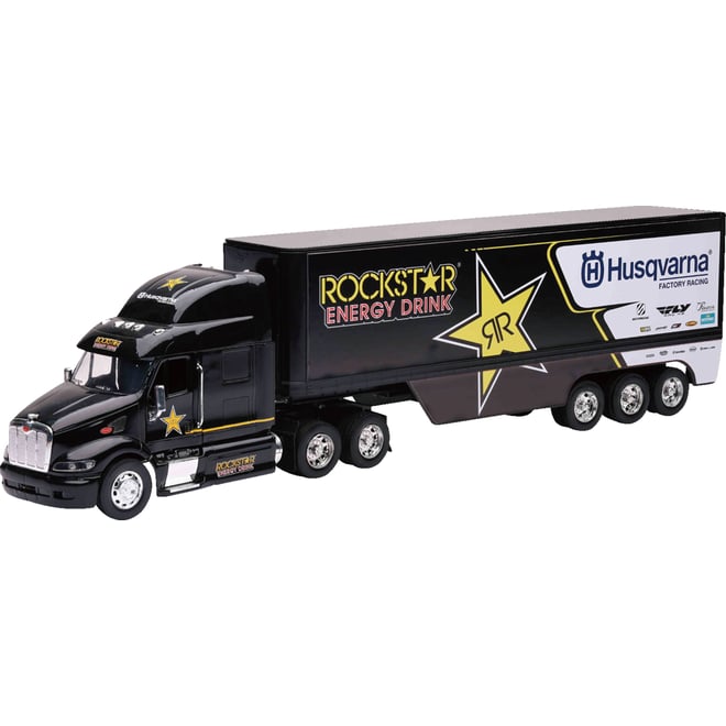 New ray toys Peterbilt Rockstar Husqvarna Factory Race Team Truck - 1:32 Scale - Black/Yellow