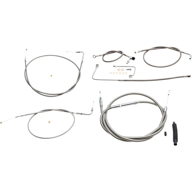 La choppers Handlebar Cable/Brake Line Kit - 15" - 17" Ape Hanger Handlebars - Stainless Steel La choppers Handlebar Cable/Brake Line Kit - 15" - 17" Ape Hanger Handlebars - Stainless Steel