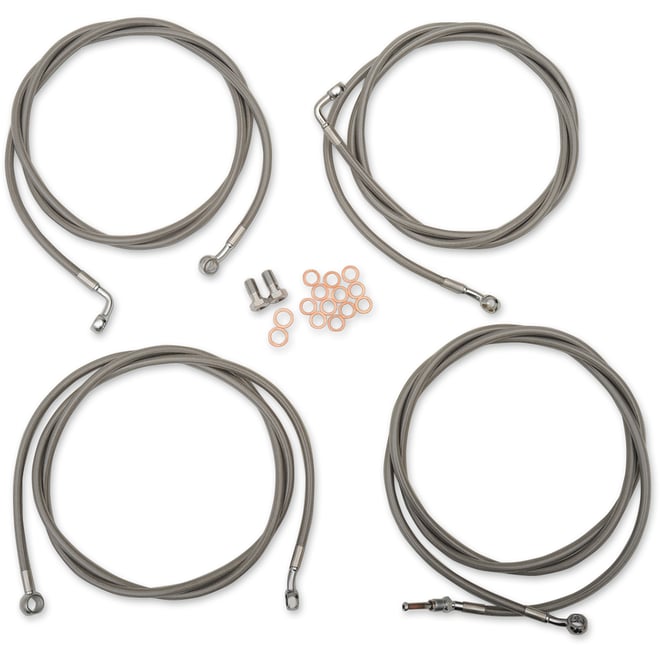 La choppers Handlebar Cable/Brake Line Kit - 12" - 14" Ape Hanger Handlebars - Stainless Steel La choppers Handlebar Cable/Brake Line Kit - 12" - 14" Ape Hanger Handlebars - Stainless Steel