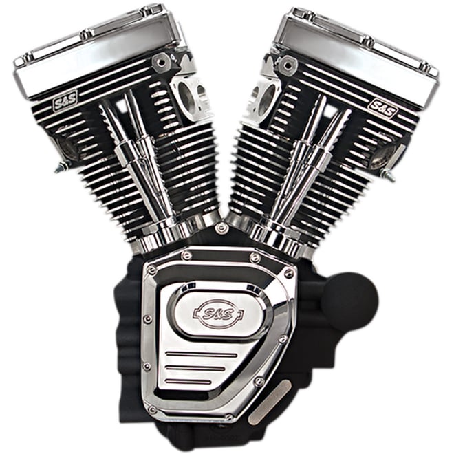 S&s cycle T124 Long Block Engine - Wrinkle Black and Chrome - Touring