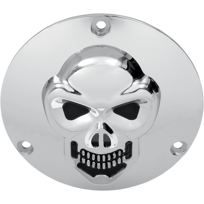 Drag specialties Skull Derby Cover - Chrome - 3 Hole
