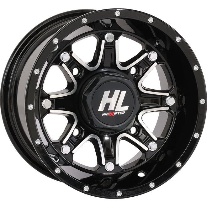 High lifter Wheel - HL4 - Front/Rear - Gloss Black w/Machined - 12x7 - 4/156 - 4+3 (+10 mm)