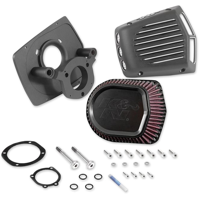 K & n Street Metal Air Intake Kit - Shaker - Black - Softail/Touring/Trike