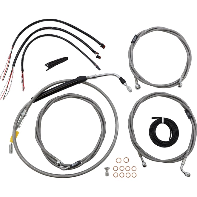 La choppers Handlebar Cable/Brake Line Kit - Complete - 12" - 14" Handlebars - Stainless La choppers Handlebar Cable/Brake Line Kit - Complete - 12" - 14" Handlebars - Stainless