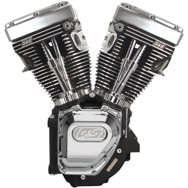 S&s cycle T124 Long Block Engine - Wrinkle Black and Chrome - Touring | Dyna
